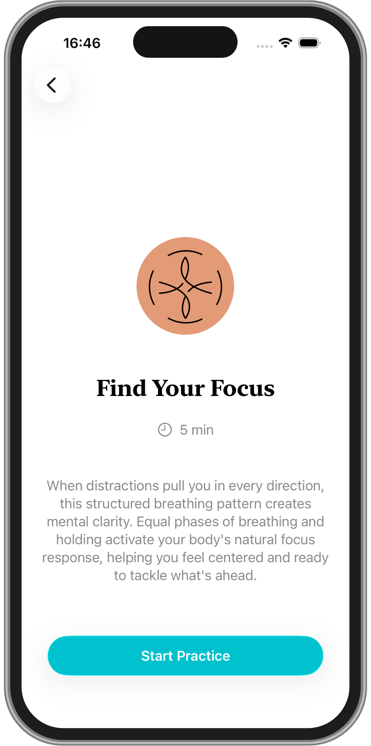 Breathful app showing personalized breathing exercise interface